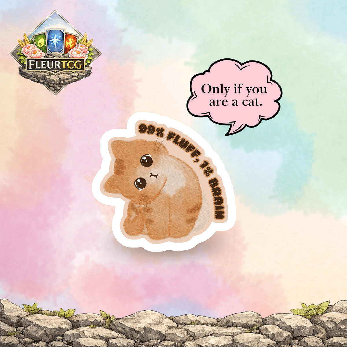 99% Fluffy, 1% Brain (Cat) Sticker