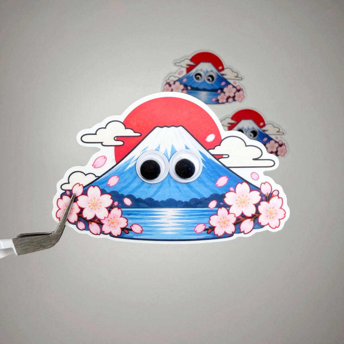 Mount Fuji 3D Googly Eyes Handmade Matte Vinyl Sticker